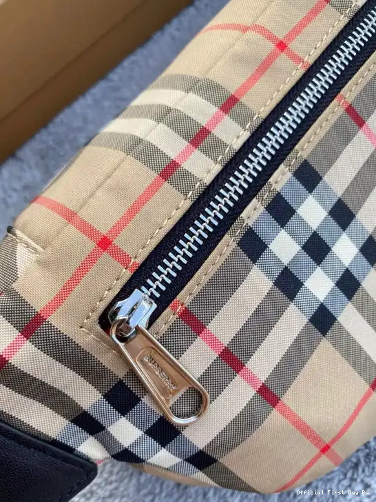 Official First Bag Ru Cotton Vintage BURBERRY Bum Medium Check Bonded Bag 0607